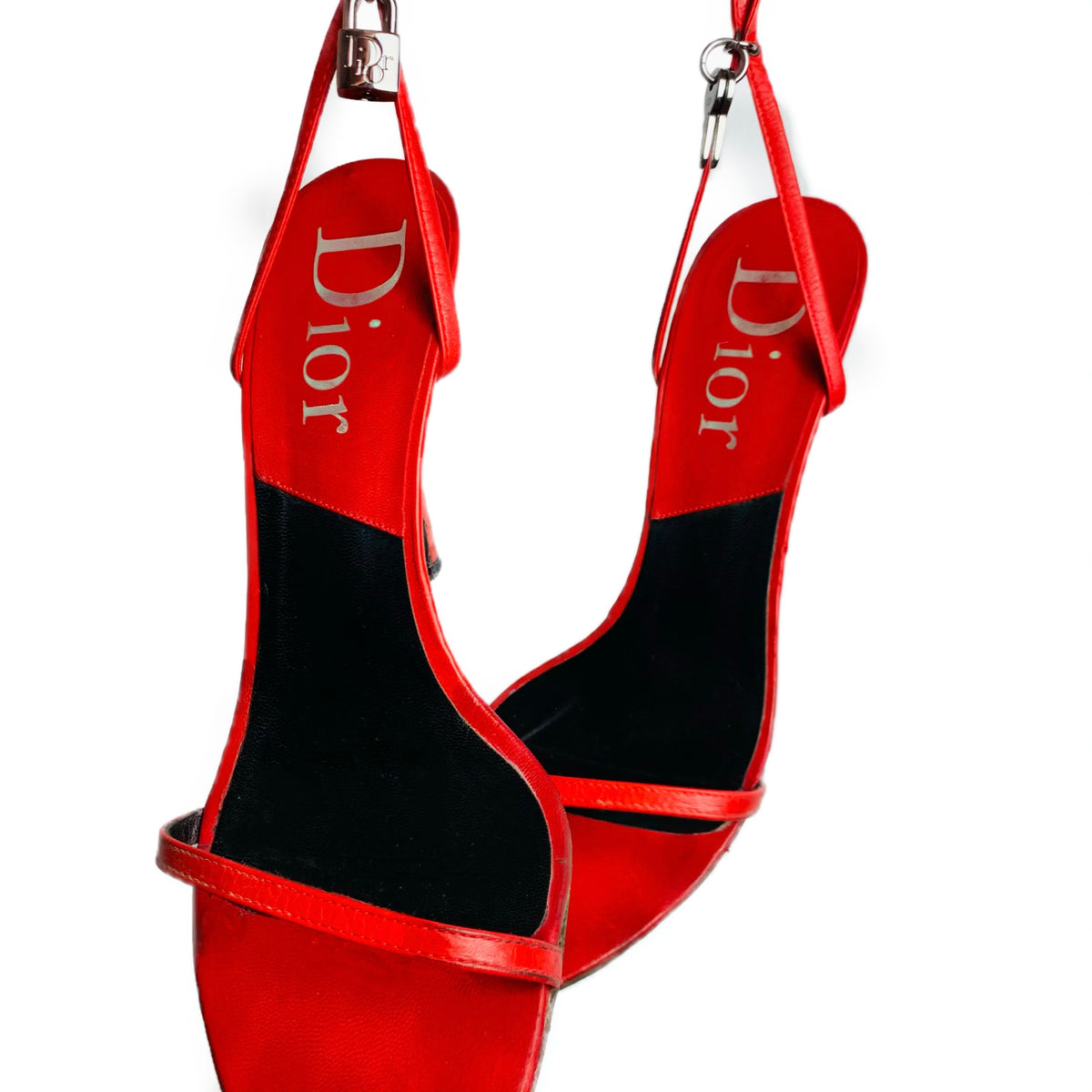 Dior Red Padlock Heeled Sandals – Entourage Vintage