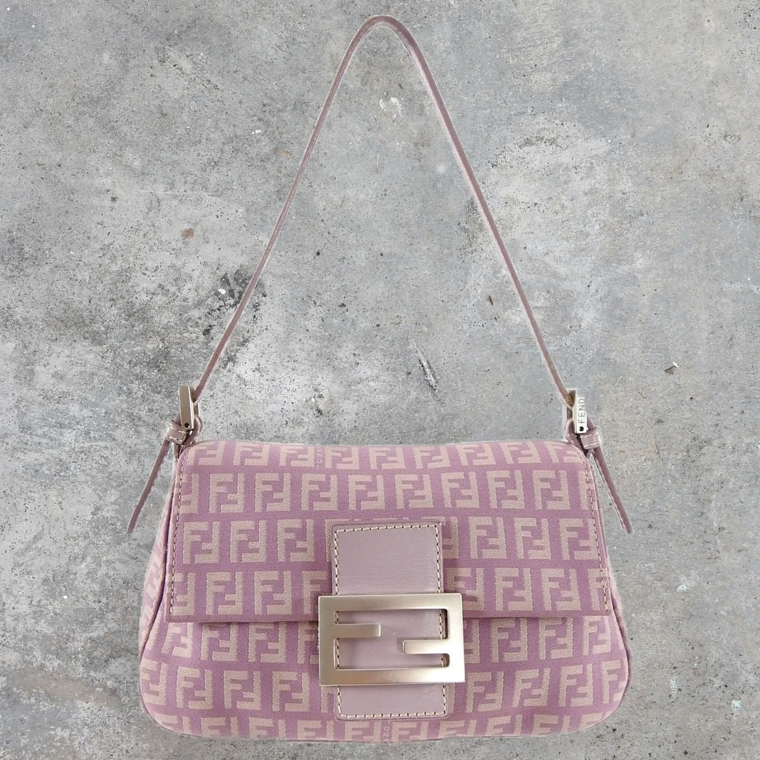 Fendi Vintage Pink Zucchino Monogram Shoulder Bag Baguette