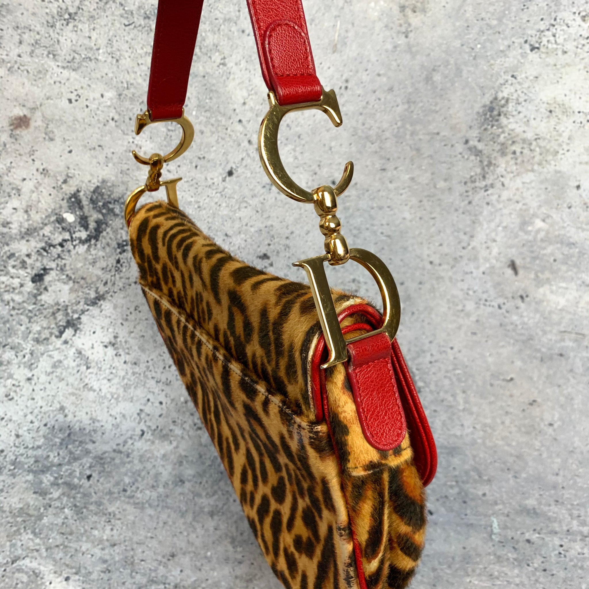 Dior Leopard Ponyhair Saddle Bag