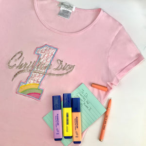 Dior Pink Monogram Rainbow Graphic T-Shirt Top