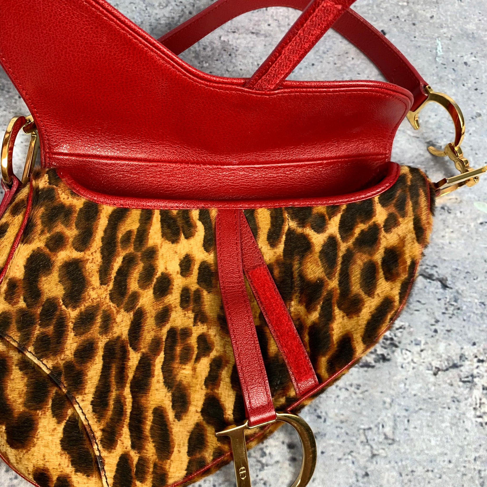 Dior Leopard Ponyhair Saddle Bag