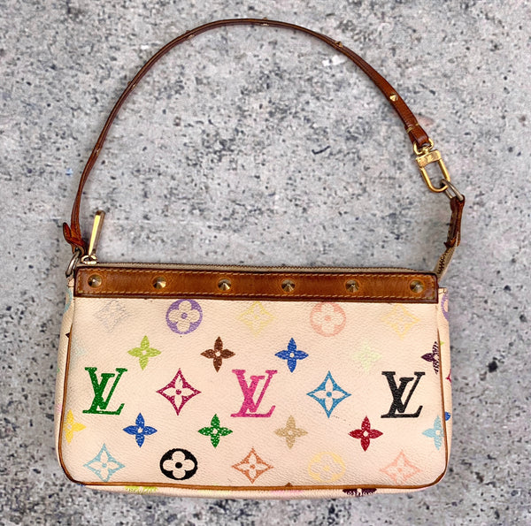 Louis Vuitton x Takashi Murakami Monogram Multicolore Pochette Accessories  - White Handle Bags, Handbags - LOU774855