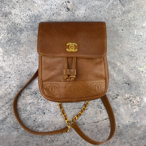 Chanel Chestnut Brown Caviar Leather Backpack