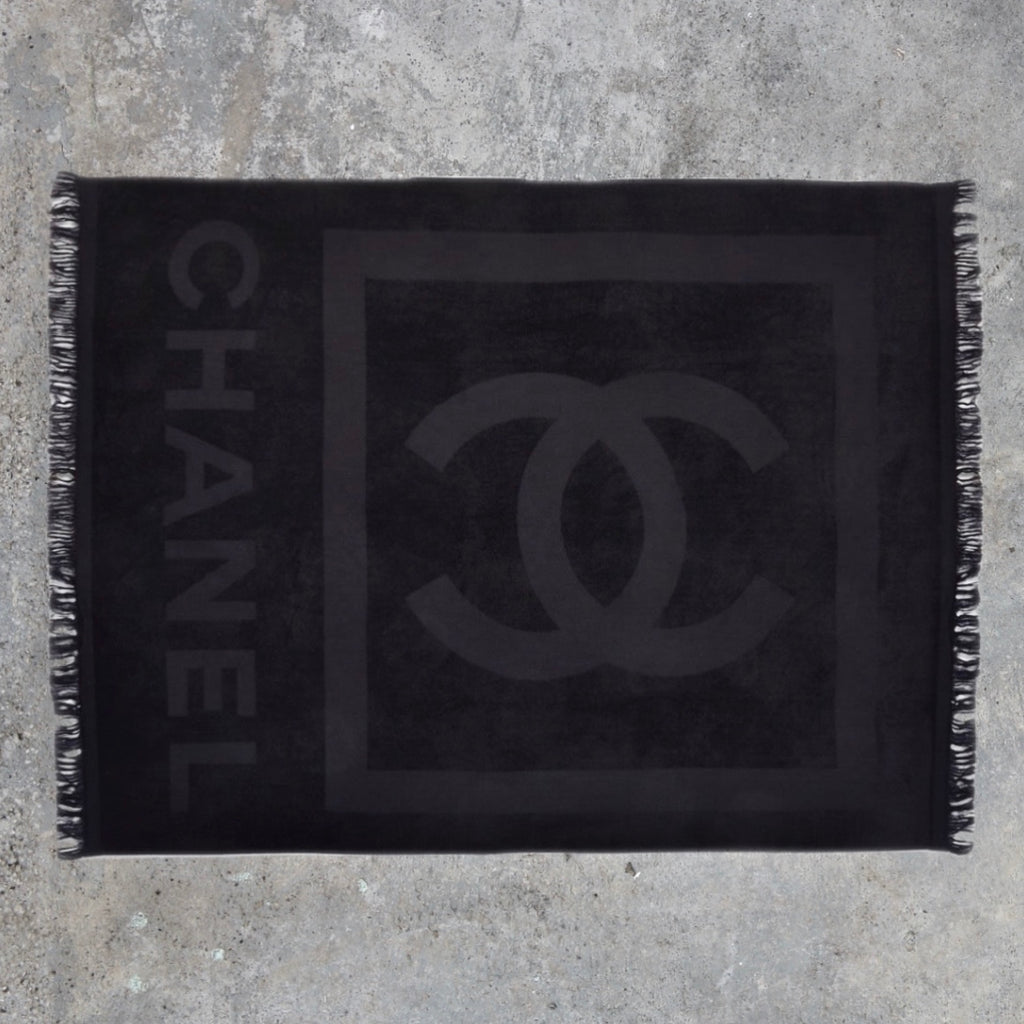 Chanel CC Logo Black Beach Towel
