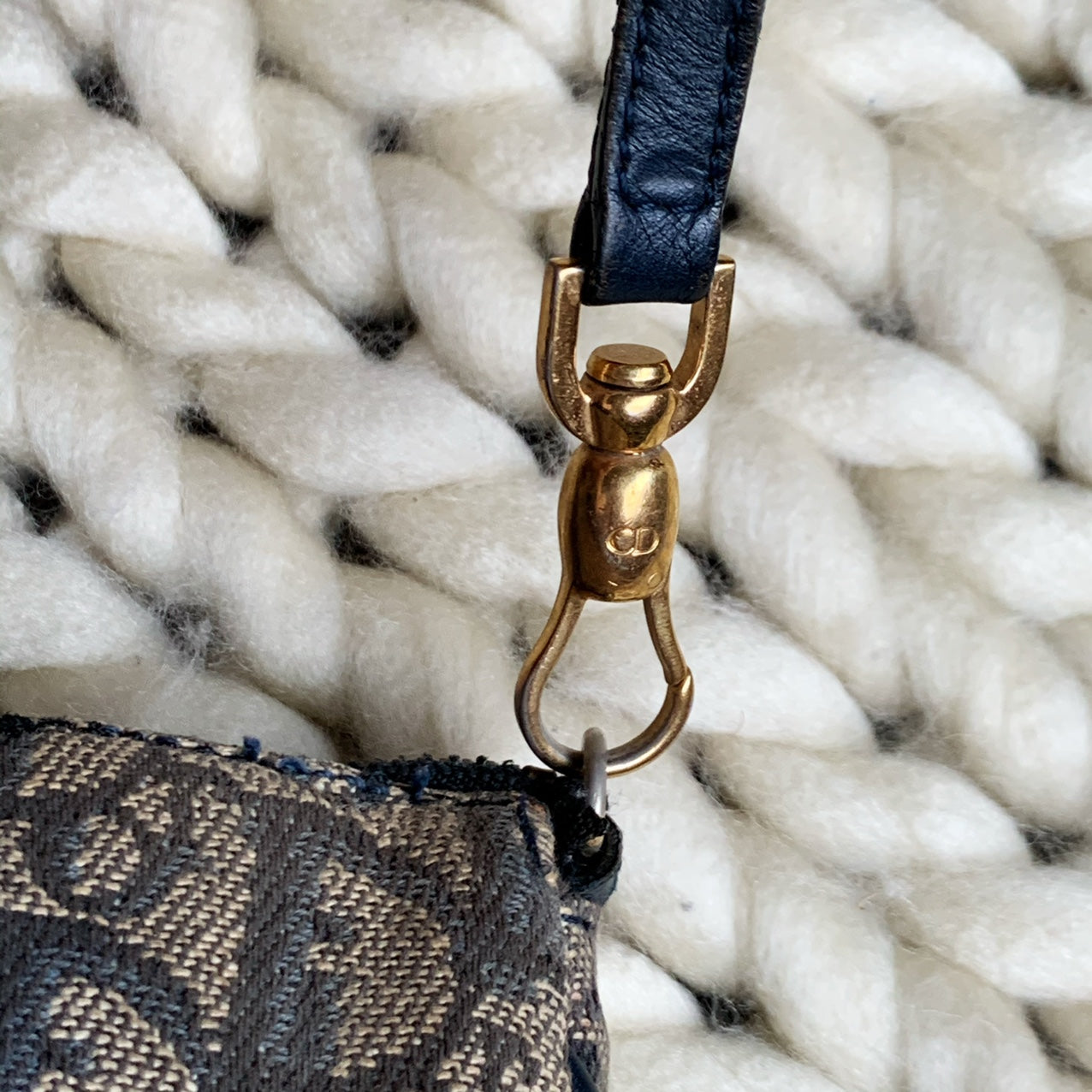 Dior Christian Dior Mini Saddle Navy Monogram Pochette Bag