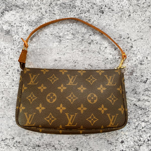 Pochette accessoire leather clutch bag Louis Vuitton Brown in