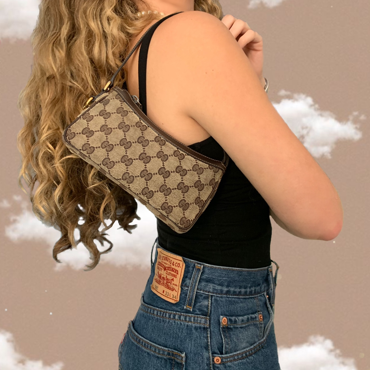 Sell Gucci Monogram Mini Pochette Bag - Brown