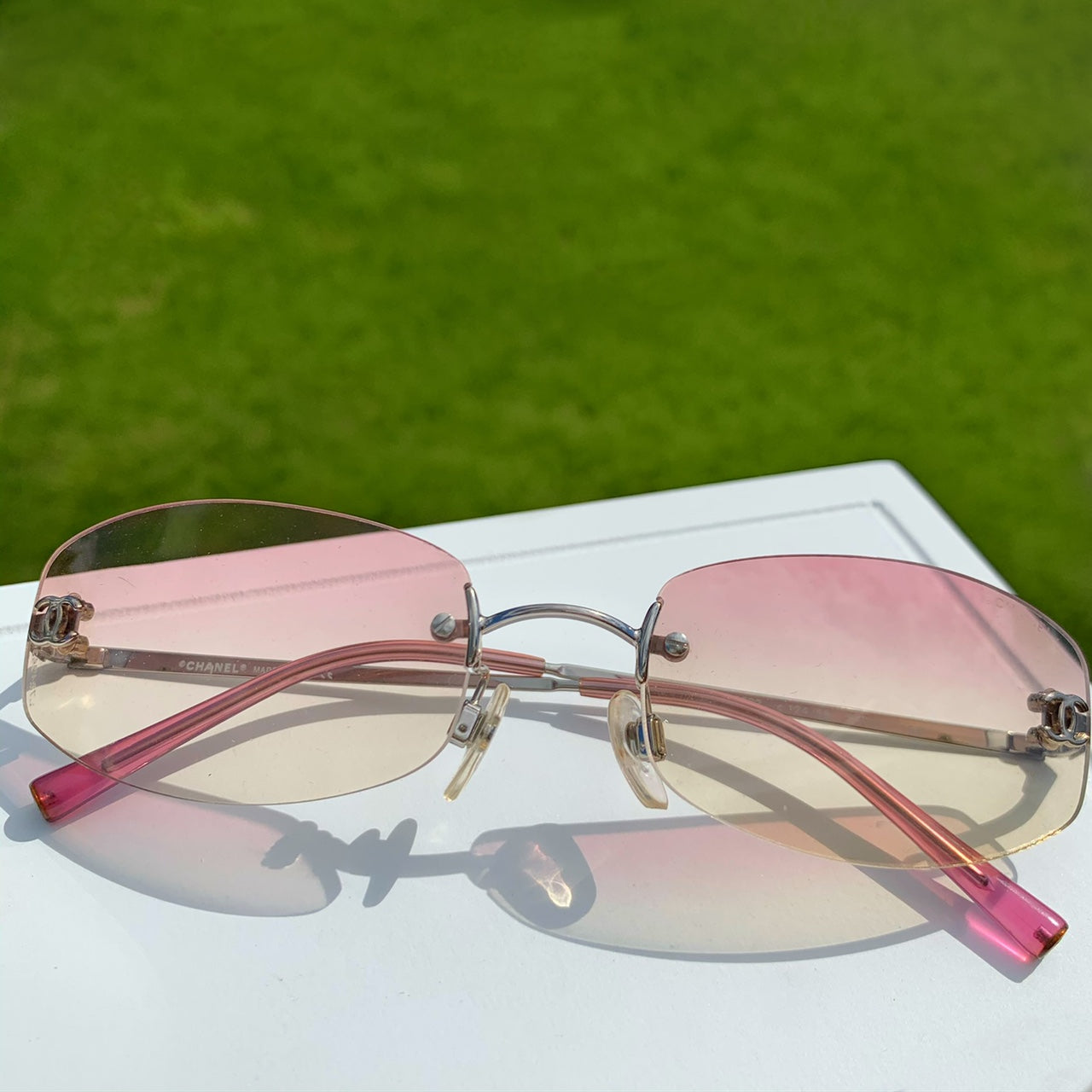 Chanel CC Logo Mini Sunglasses in Pink