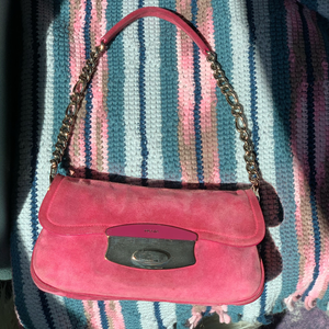 Prada Suede Fuchsia Shoulder Bag