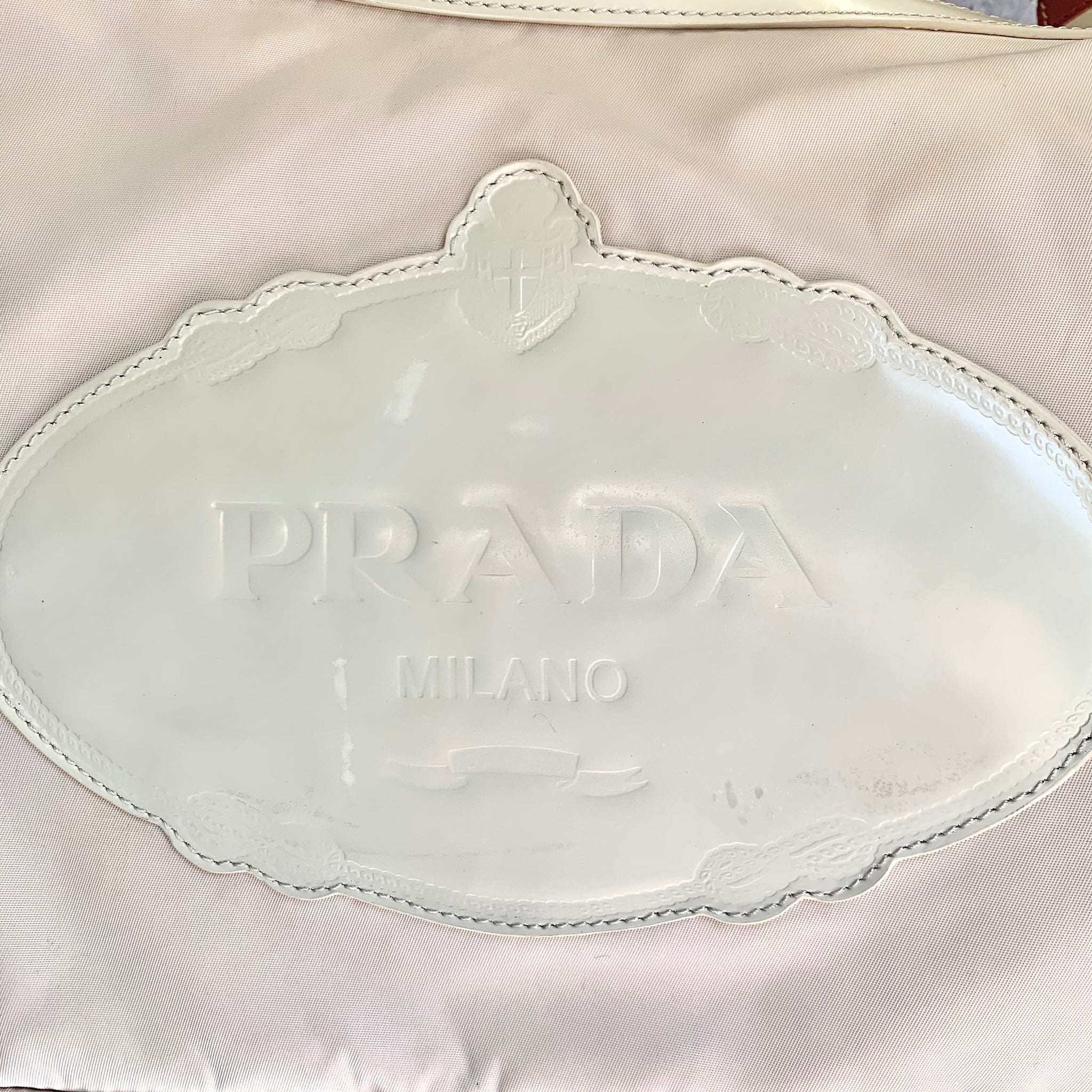 Prada Cream Nylon Hobo Bag