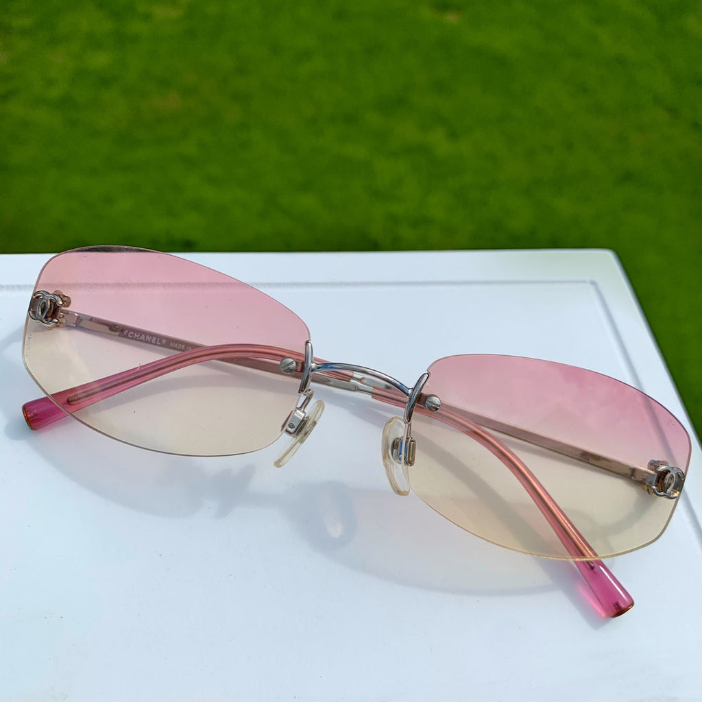 Chanel CC Logo Mini Sunglasses in Pink