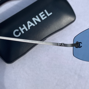 Chanel CC Logo Mini Sunglasses in Blue