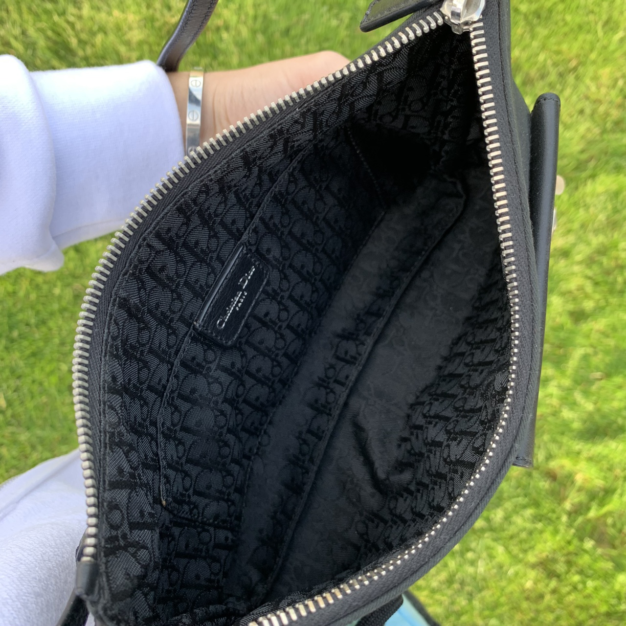 CHRISTIAN DIOR Monogram Shoulder Bag Pochette Black 308180