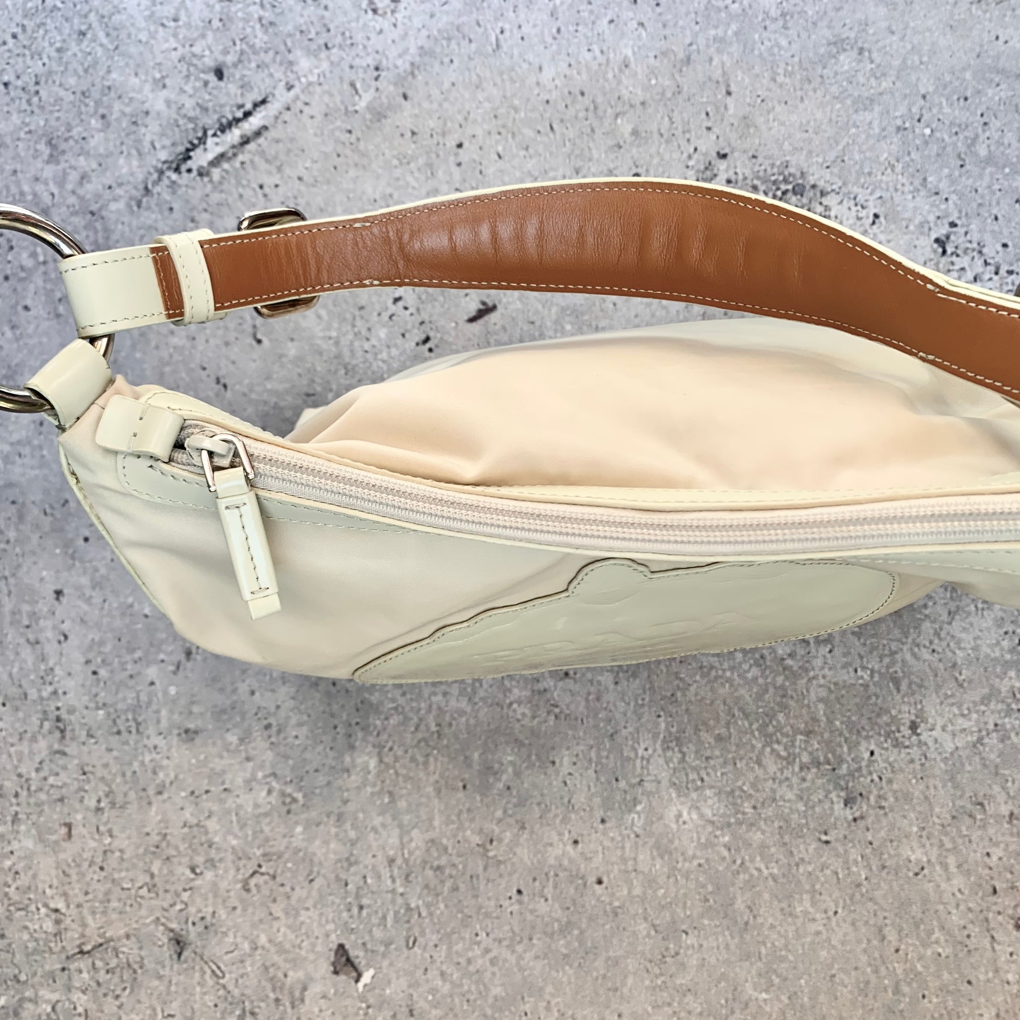 Prada Cream Nylon Hobo Bag