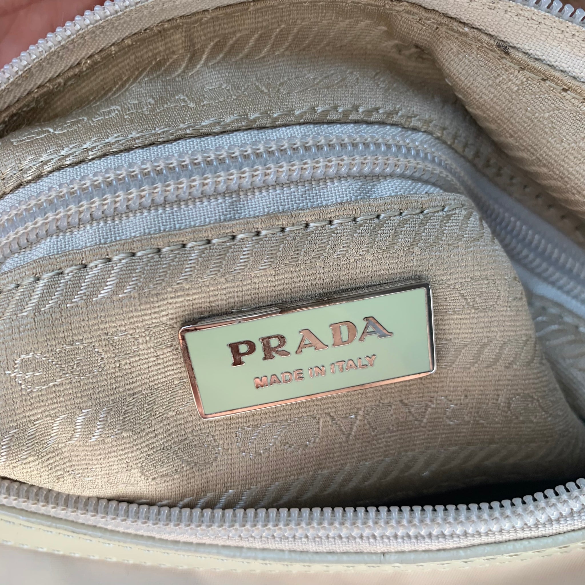 Prada Cream Nylon Hobo Bag